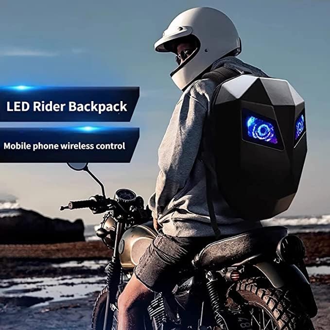 Led Backpack with Led Screen for Men Programmable Dragon Eye Hard Shell Motorcycle Bagpack