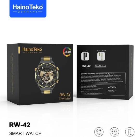 Haino Teko RW42 Round Shape Large Screen AMOLED Display Smart Watch With 2 Pair Straps